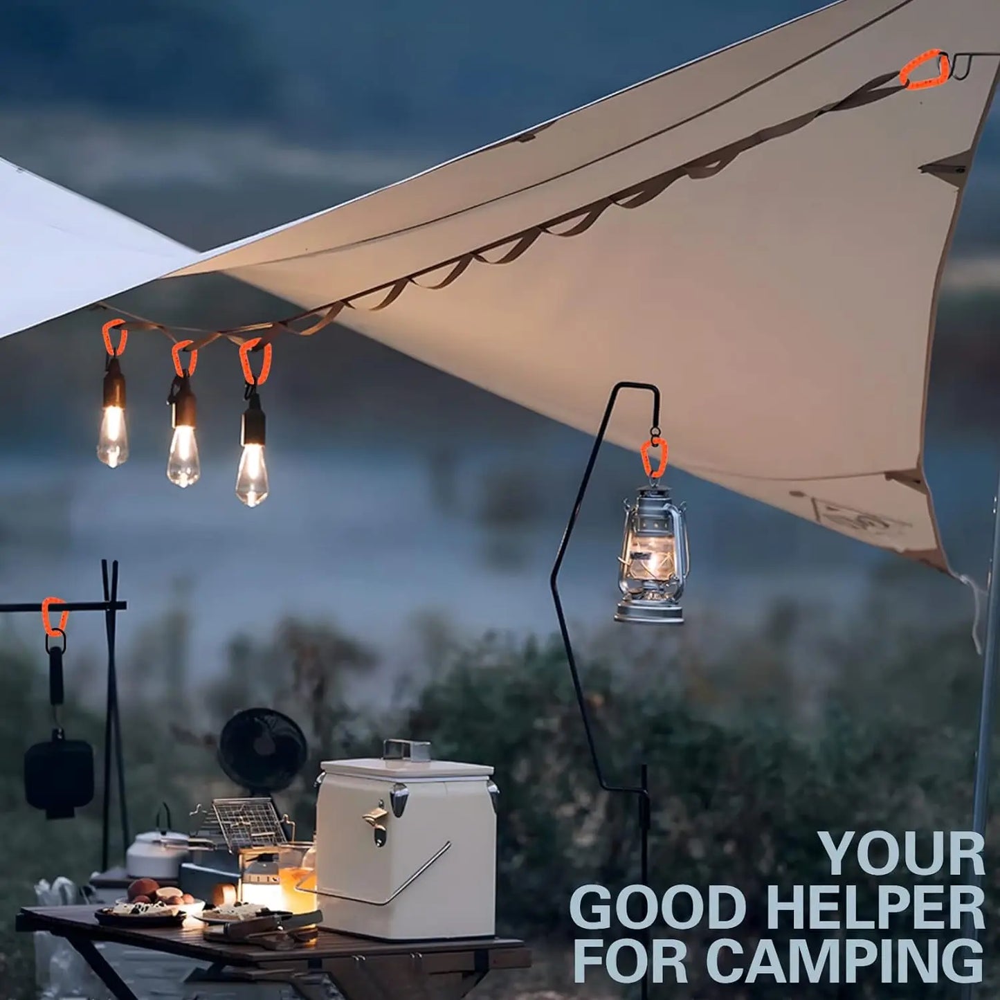 Carvallo 5-pack Taktiska karbinhakar D-form 8,5 × 6 cm | Molle-kompatibla plastklipp med fjädermekanism | Lätta & hållbara för camping, vandring & EDC