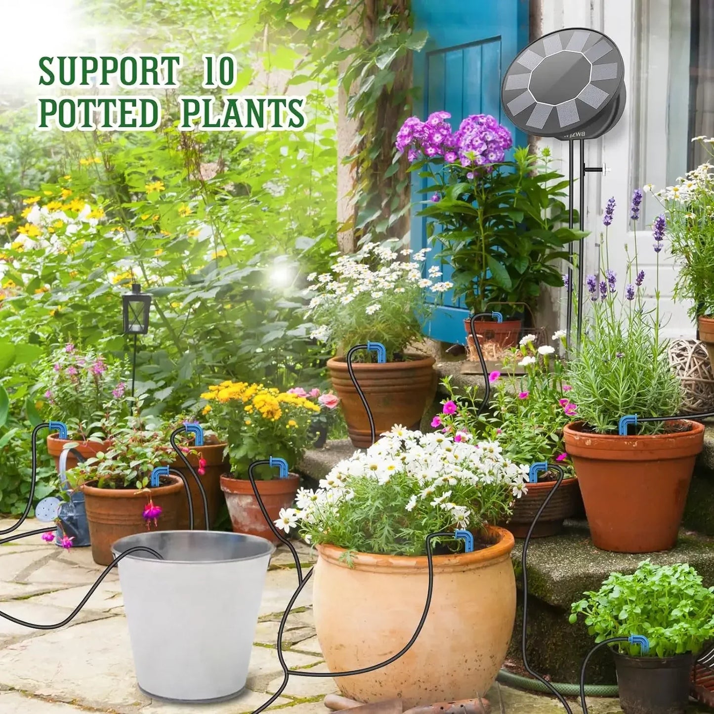 Carvallo Solarbubblande bevattningssystem | Automatiskt & tidsstyrt | 10 m slang | För trädgård & balkong