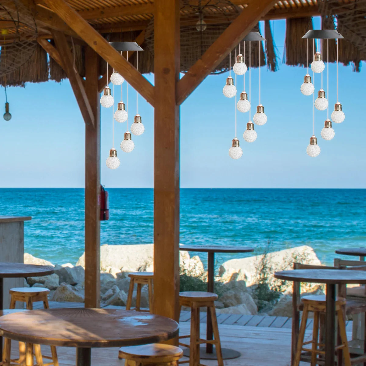 Carvallo Ljusspel Solar Vindspel LED-Kula | Färgväxlande & Väderbeständig | Hänglampa för Trädgård & Balkong