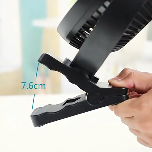 Carvallo Pro | 360° USB-bordfläkt med klämma | 10000mAh batteri | Tyst och bärbar