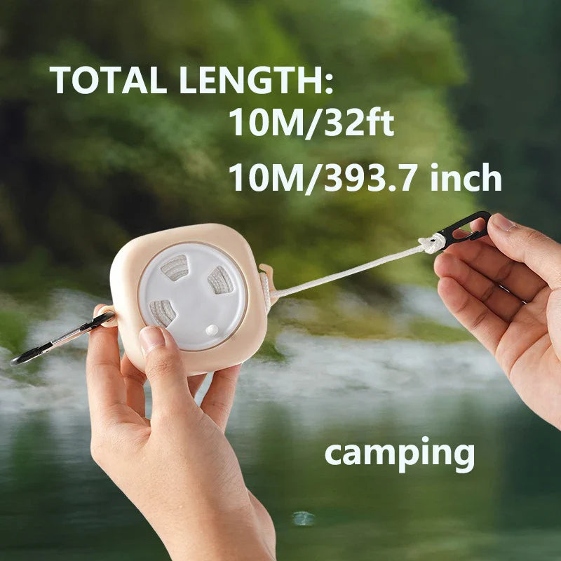 Carvallo tvättlina TravelTendu | 10 m utdragbar med 10 stoppare | För camping, balkong, bad & utomhusäventyr