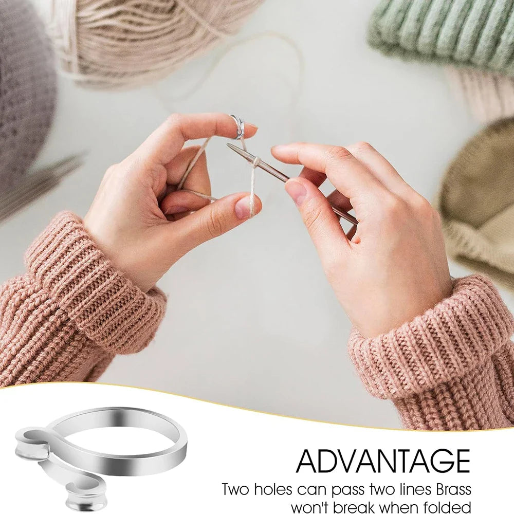 Carvallo Häkel- & Strickfadenführer 2er Set | Justerbar garnring för fingrar | För snabbare & jämnare arbete