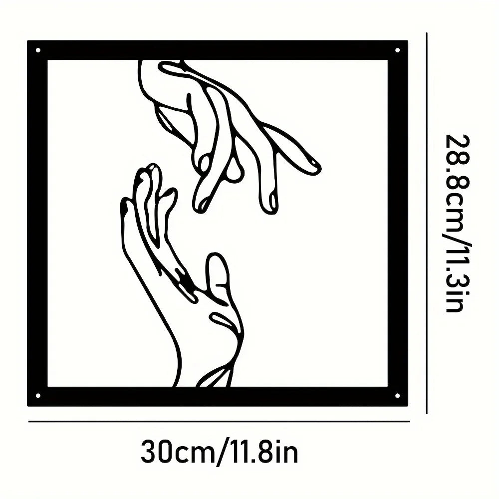 Connected Hands Metallväggdekoration – Minimalistisk och Enande
