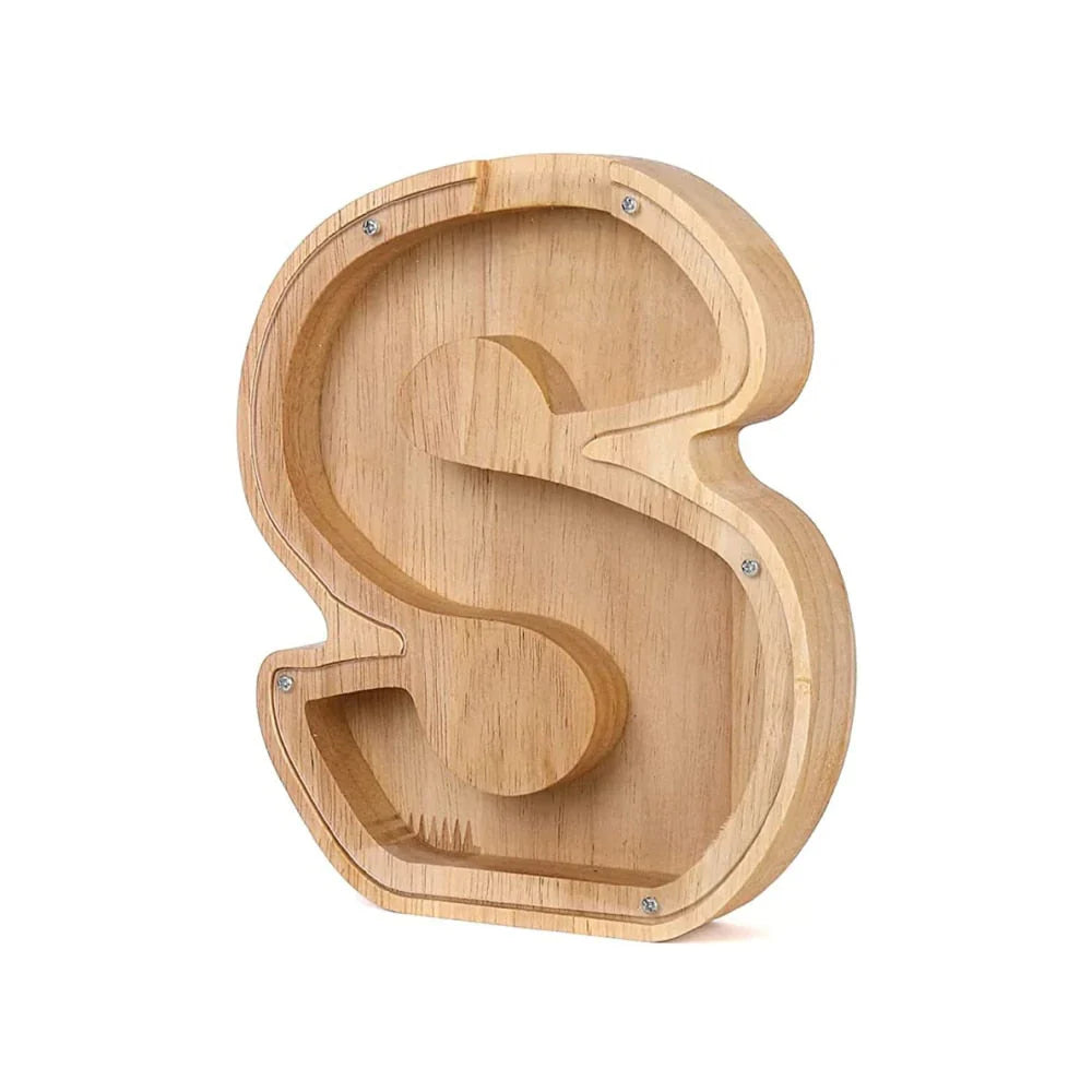 Trä Alphabet Spargris med transparent fönster för stiligt sparande