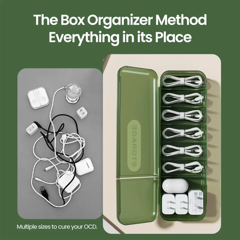 Carvallo OrdiTidy | 7-facks organisatör för laddningskablar & tillbehör | Återanvändbar & kompakt | För hemmet & resor