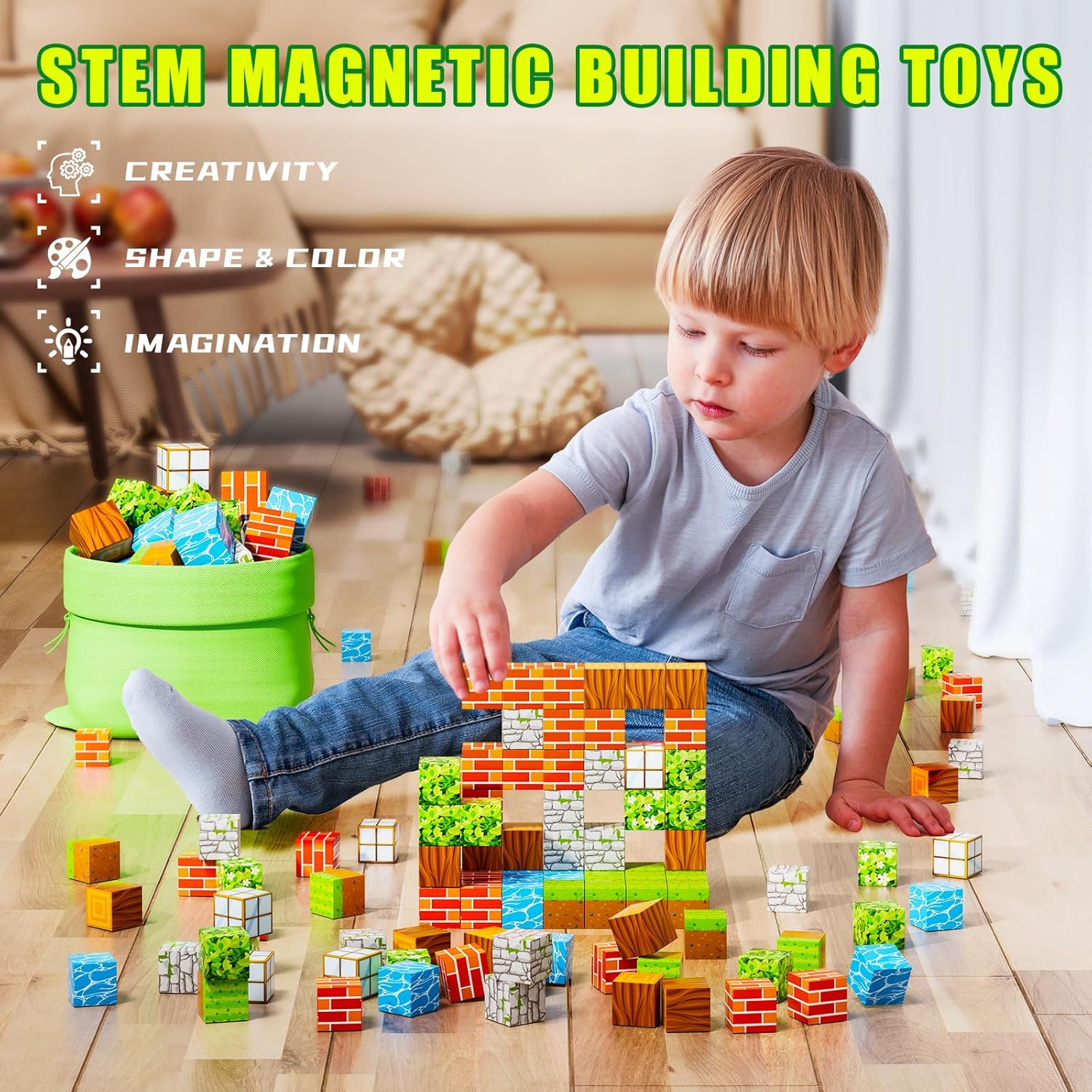 1OOPcs STEM Lärande Magnetiska Byggblock