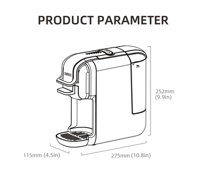 5-i-1 Kaffemaskin – 19-Bar Flerkapsel Bryggare