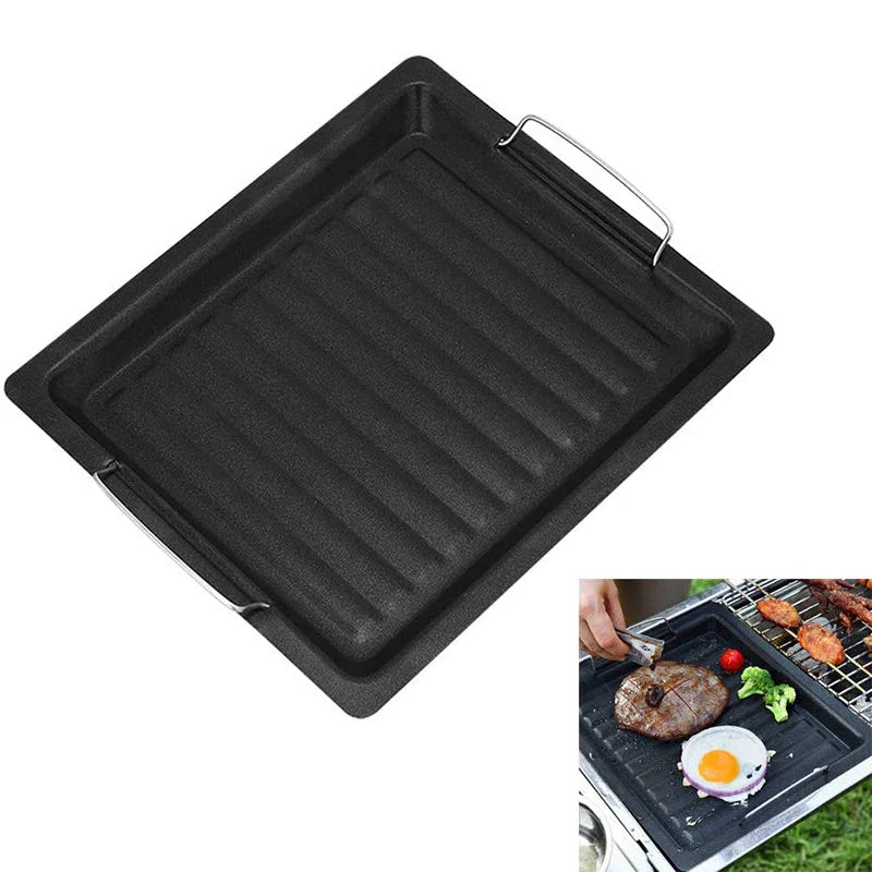 Carvallo Gusseiserne Grillplatte Vändplatta | För Gasgrill & Spis | 25 × 30 cm | För Pizza, Kött, Grönsaker & Fisk
