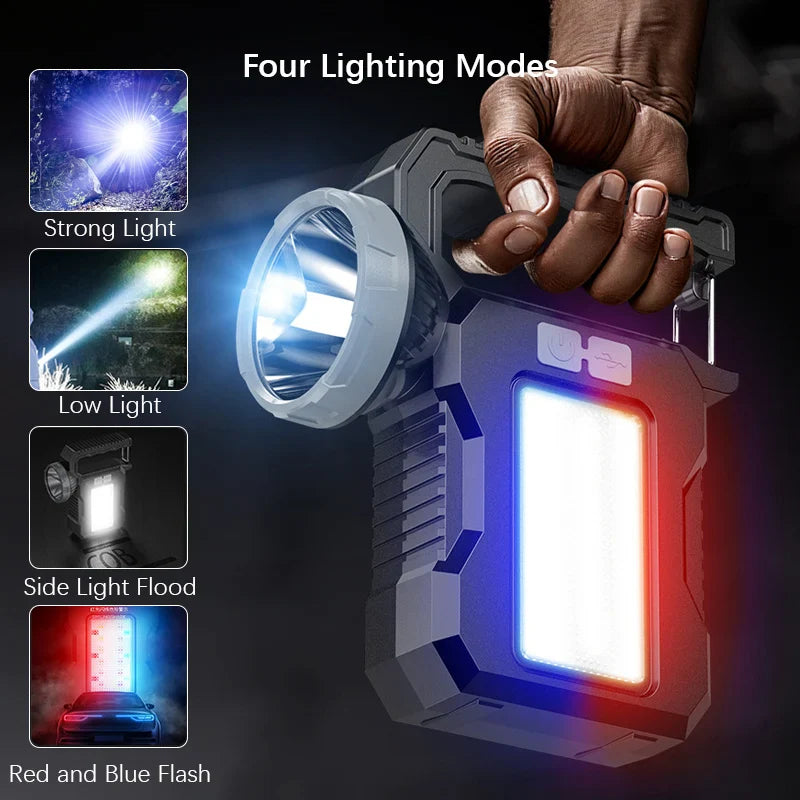 Carvallo Solar Ficklampa | 4 Ljuslägen | Uppladdningsbar med Sol & USB-C | Utomhus & Nödsituation