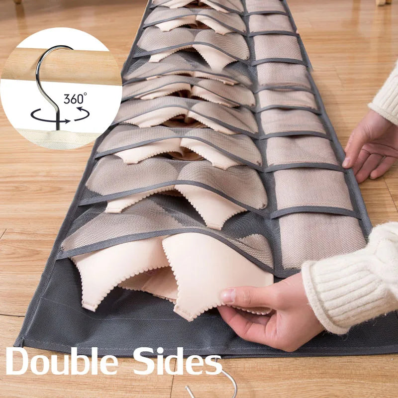 Carvallo-Organizer Closetta | Dubbelsidig med upp till 36 fack | För underkläder, strumpor, BH:ar & accessoarer | Tvättbar & platsbesparande