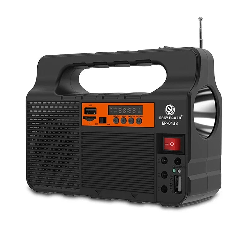 Carvallo-Multifunktionsgerät Solariq Pro | Ljus, Powerbank, Radio & Bluetooth-Högtalare | Inkl. 3 LED-lampor & Solarpanel-anslutning