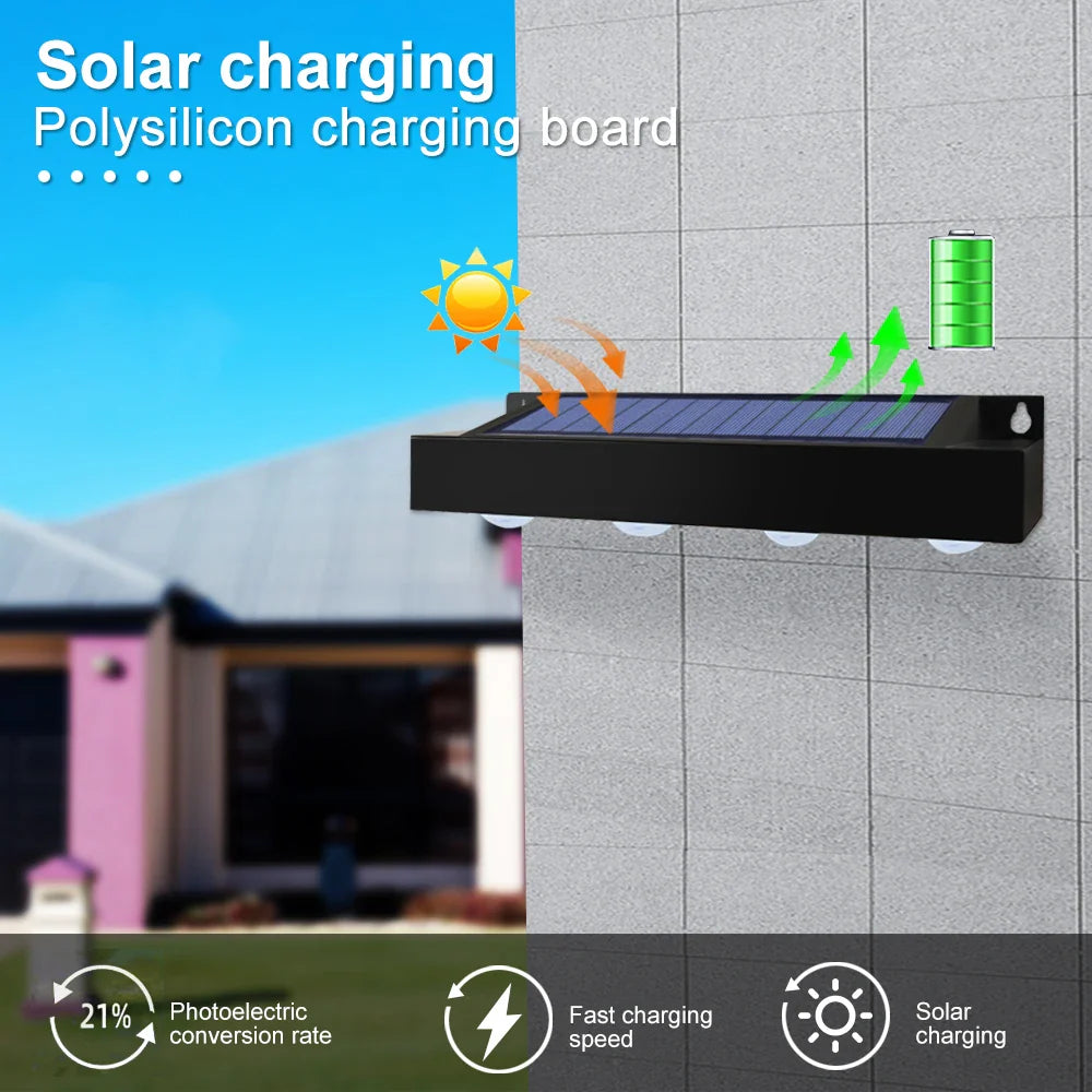 Carvallo LumiFence Solarlampor | 4-pack LED utomhuslampor | IP54 Väderbeständig | Aluminium | För Trädgård, Staket &amp; Terrass