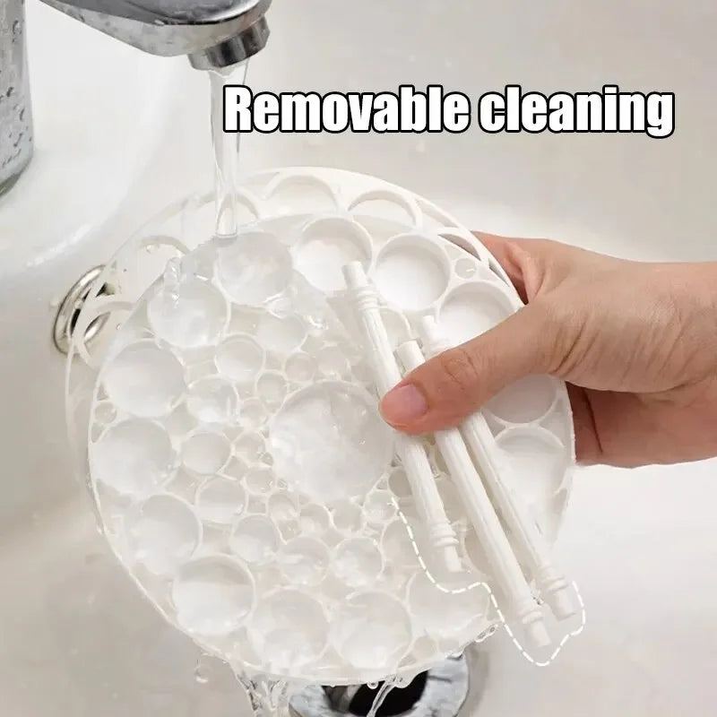 Carvallo Make-up Penselhållare | 360° roterande organizer | För penslar, läppstift & kosmetik | Vit | 10 × 10 × 14 cm