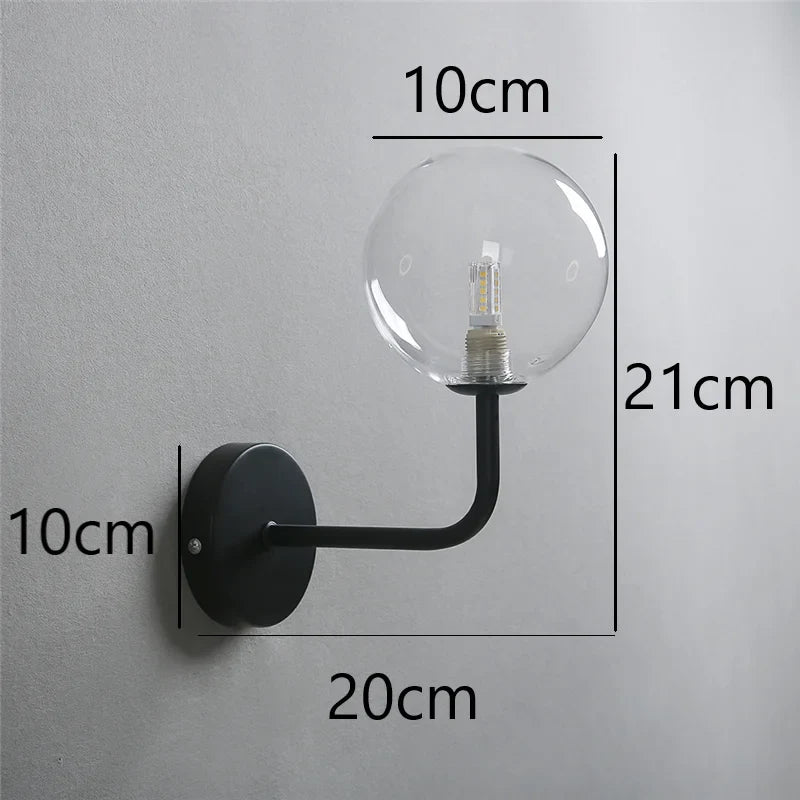 NordicLuxe - Glas Vägglampa - Modern LED Lampa för Sovrum och Vardagsrum