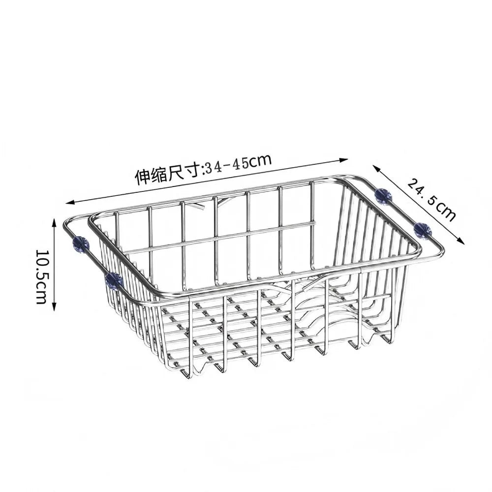 Carvallo Flexinox | Utdragbar & Rutsksäker | Rostfritt stål diskställ för diskho & bänkskiva