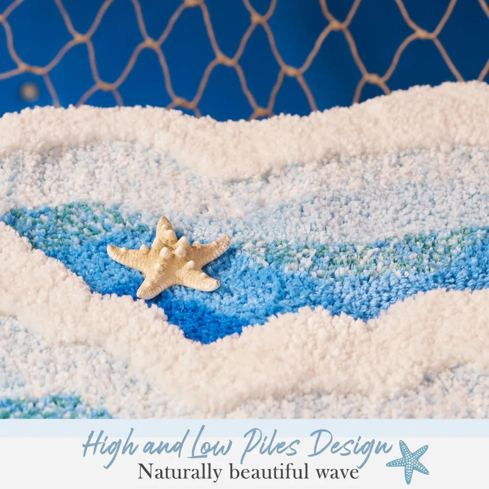 Aesthetic Wave Tufted Rug – Havsinspirerad Mjuk &amp; Halkfri Matta