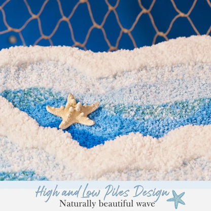Aesthetic Wave Tufted Rug – Havsinspirerad Mjuk &amp; Halkfri Matta