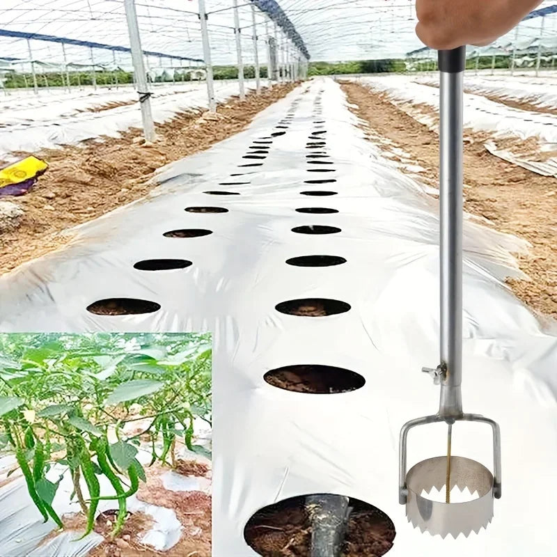 Carvallo Pro Folienhålare för växthus och trädgård | Ergonomisk och rostfri | Med avfallsfilm-krok | Rostfritt stål