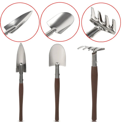Carvallo MiniGrow Set Mini-trädgårdsverktyg Set 3-delad | Spade, spad och räfsa | För barn &amp; krukträdgård