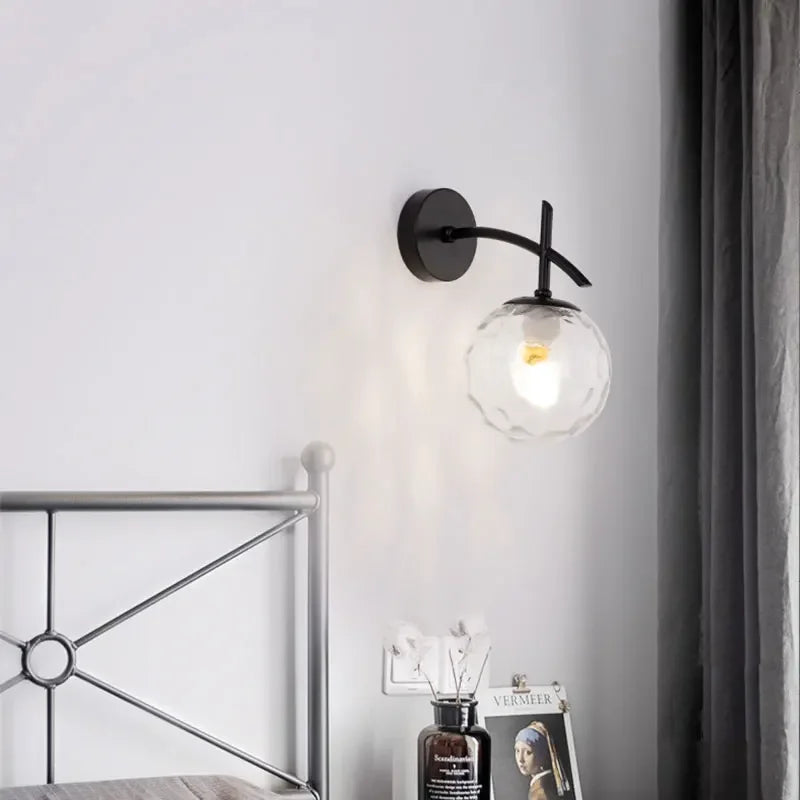 LumiWandlampa - Glaserad Sängrumsbelysning Svart Guld Vägglampa