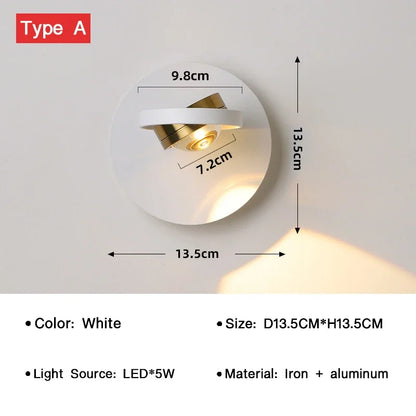 BrightTurn - Modern LED Vägglampa med Rotationsdesign för Sovrum och Vardagsrum
