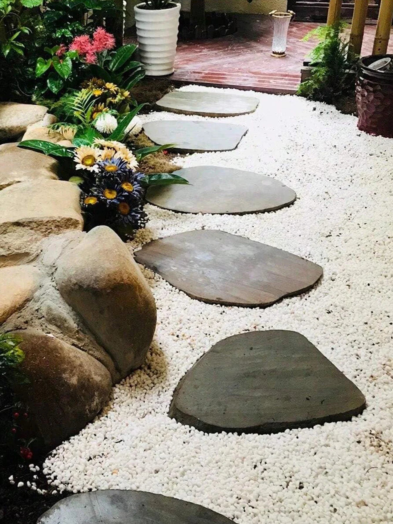 Carvallo Dekosteine Vit Mini | Dekorativ sten för Vaser, Bonsai & Sukkulenter | För Inomhus & Utomhus | Natursten