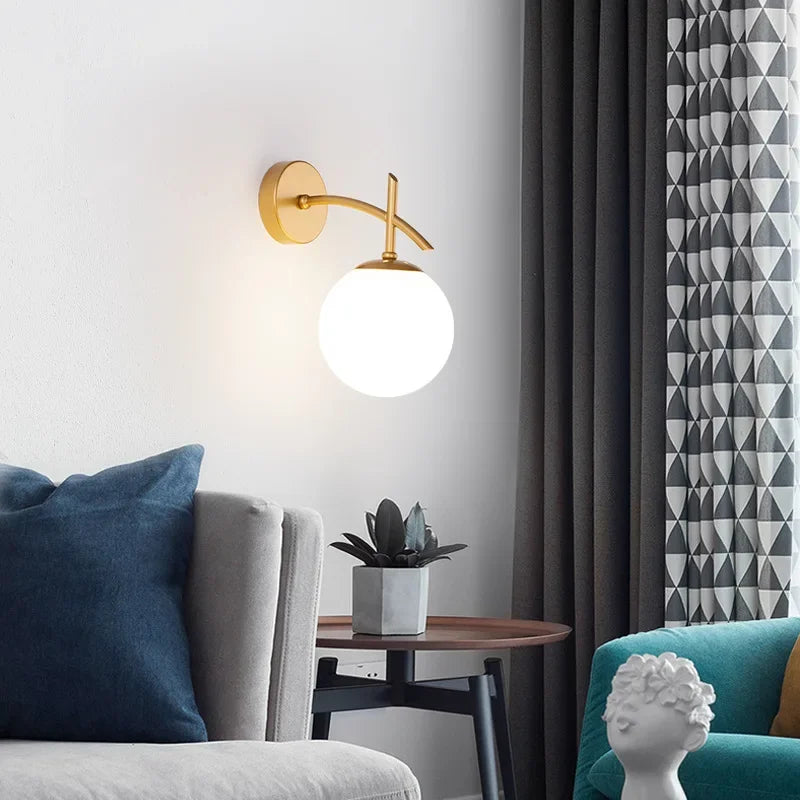 LumiWandlampa - Glaserad Sängrumsbelysning Svart Guld Vägglampa