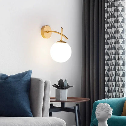 LumiWandlampa - Glaserad Sängrumsbelysning Svart Guld Vägglampa