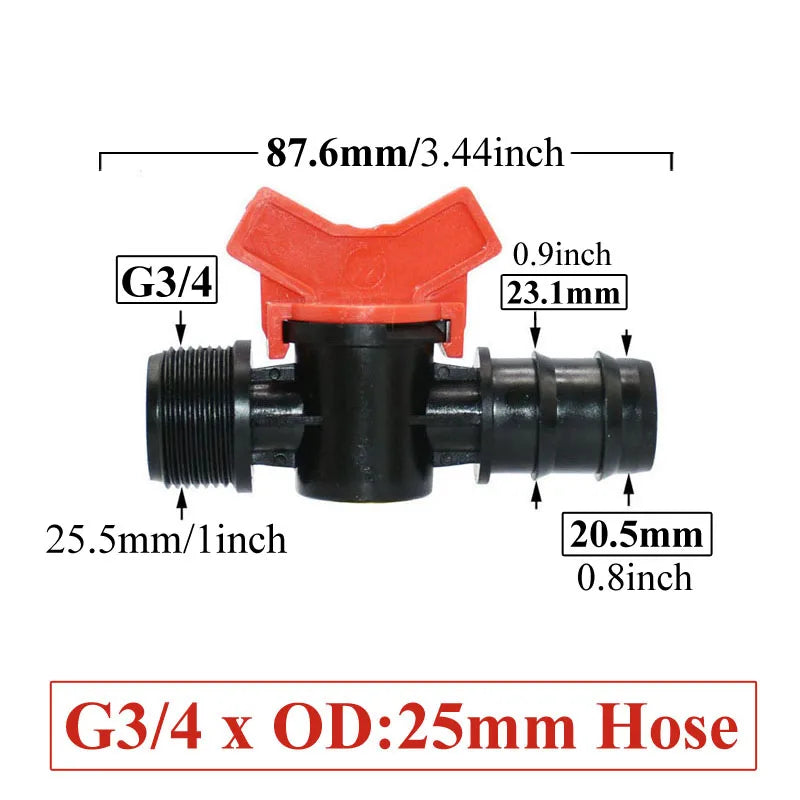 Carvallo FlowTura ConnectPro | Mini-kula ventil med slanganslutning och gänga | För trädgård, PE-slang och droppbevattning