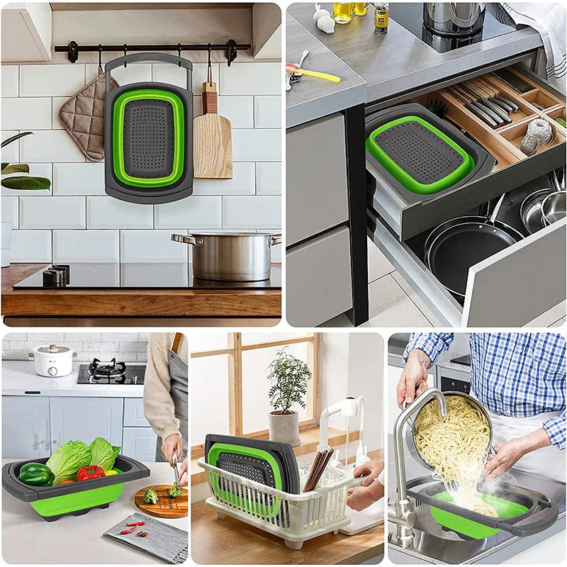 Carvallo Kökssil FlexiDrain ProLine | Utdragbar silikon-sil för diskho & arbetsyta | För frukt, grönsaker & pasta