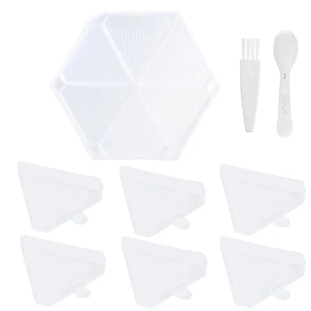 Carvallo 6-Fack Palettset | Sexkantig Diamond Painting-skål | Organizer för stenar & pärlor | Inklusive sked & borste