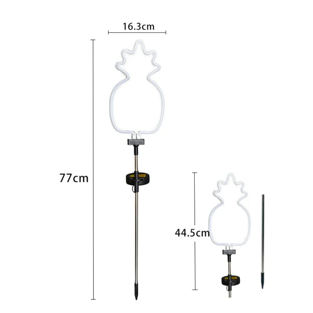 Carvallo NaturDécor Solar-Neon-Trädgårdslampa Kaktus & Flamingo | LED Jordspett IP65 Vattentät