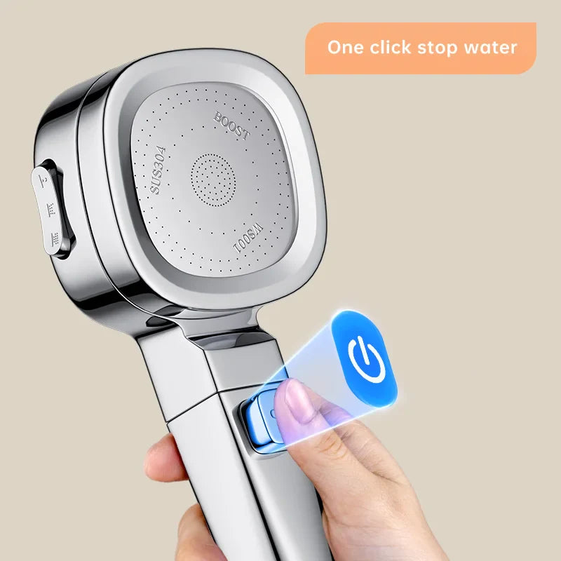 Carvallo AquaJet Flow | 3 stråltyper | Vattensparande & tryckförstärkande | Handdusch i silver