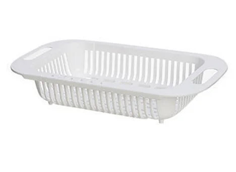 Carvallo Utdragbar diskställ | Justerbar sil för diskho | Avtorkningsställ & tvättkorg för frukt, grönsaker & tallrikar