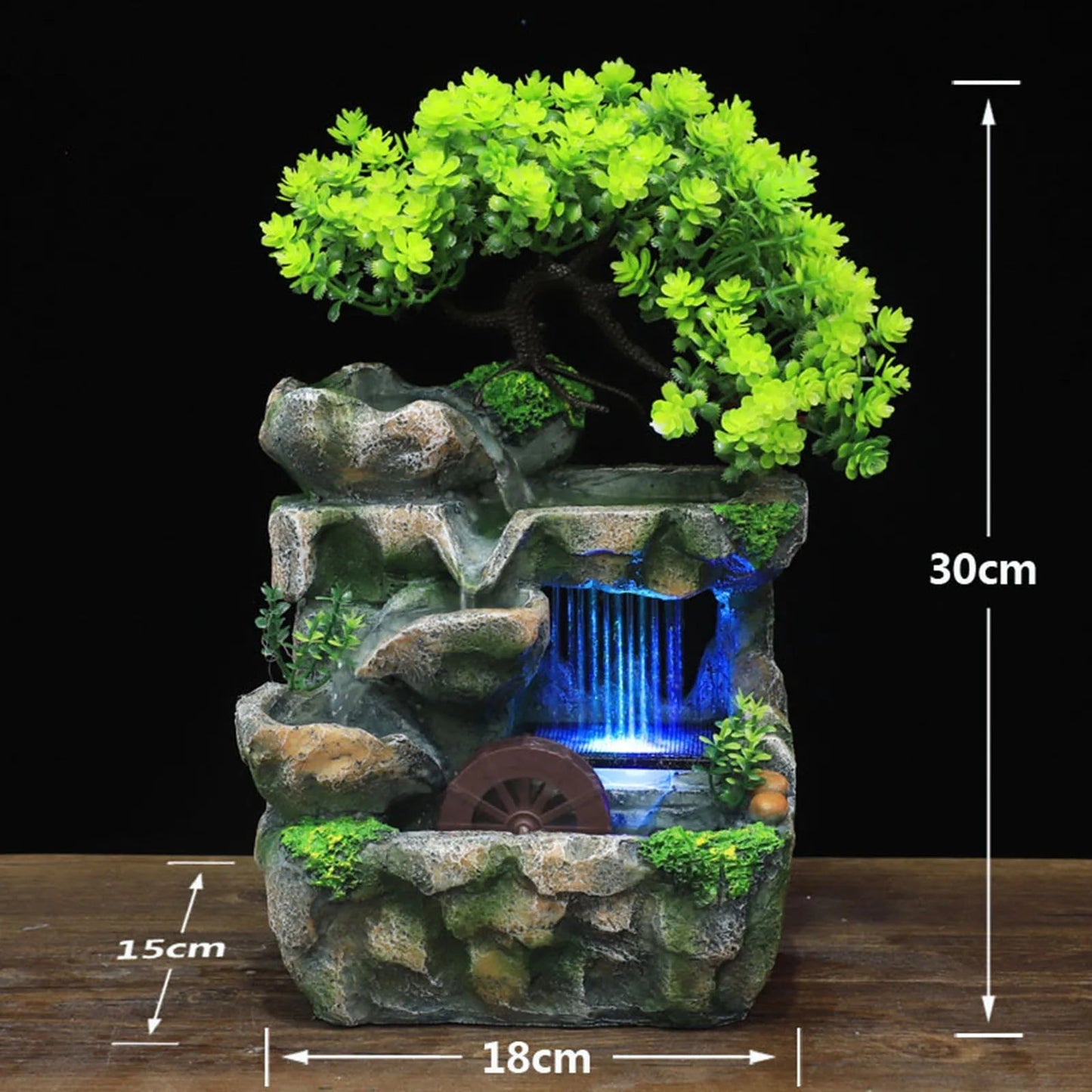 Carvallo – LED-vattenfontän med naturlig Rock and Tree Design