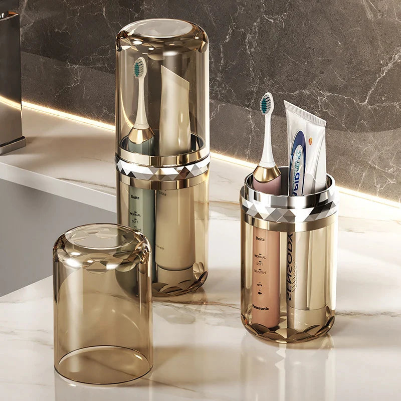 Carvallo Reserach-tandborstskålen med tandborstbox | 2-i-1 förvaringsbehållare för tandborste & munskölj | Ideal för resor