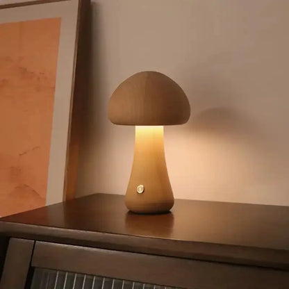 LED Svamp Nattlampa med Touch Switch – Justerbar Trä Sänglampа