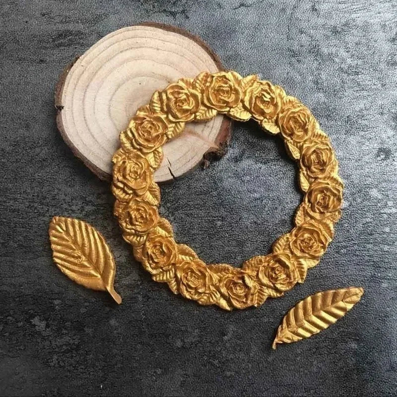 DekoMould™ Silikonform Rosett &amp; Blad | För fondant, choklad &amp; sockerpasta | Finaste bakdekoration &amp; ramdesigns