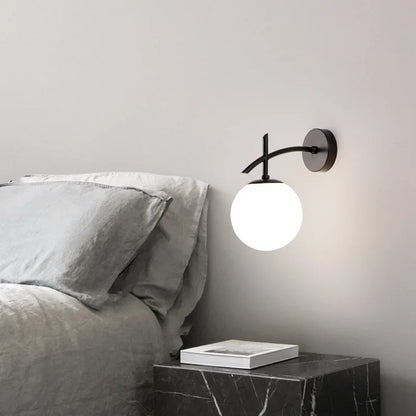 LumiWandlampa - Glaserad Sängrumsbelysning Svart Guld Vägglampa