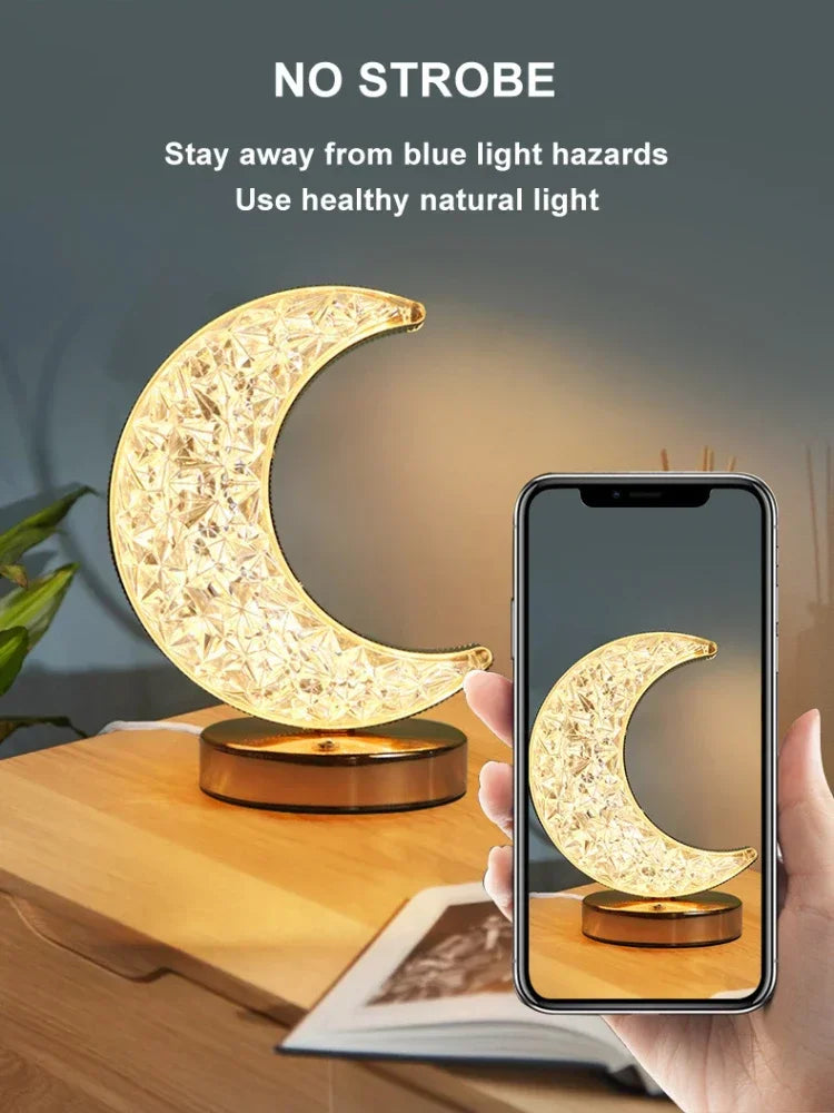 Carvallo Kristall Nattljus Touch | Dimbar 3D Månlampa | USB Bords-lampa | För Sovrum &amp; Dekoration