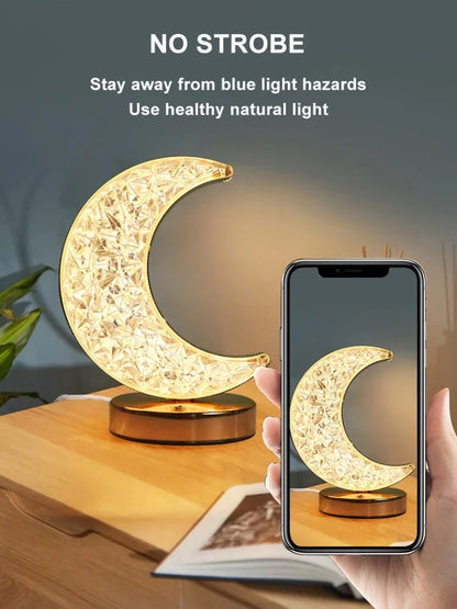 Carvallo Kristall Nattljus Touch | Dimbar 3D Månlampa | USB Bords-lampa | För Sovrum &amp; Dekoration