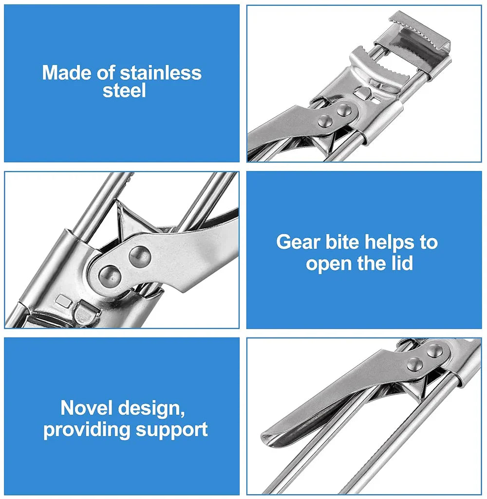 Carvallo Gripano | Justerbar rostfri stål-locköppnare | För svaga händer | Halkfri handtag & Lätt att använda