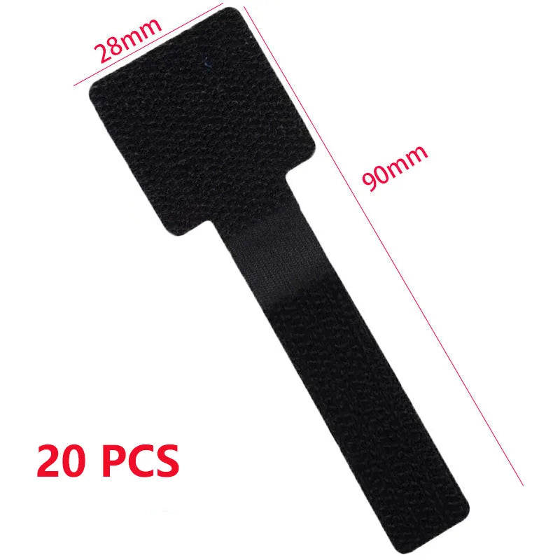 Carvallo Återanvändbara kardborre-bandslingor | Självhäftande & Justerbar | Nylon-kabelhantering för skrivbord & hem