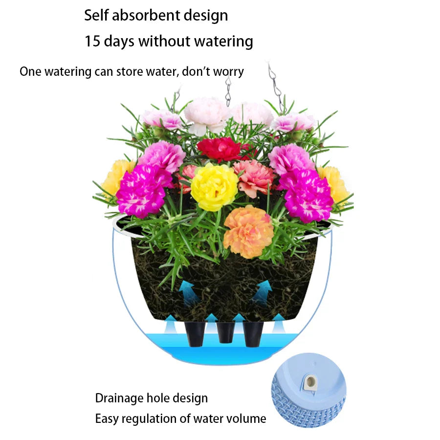 Carvallo Bloom Hängande kruka | Europeisk stil | Skalmönster & Rattanutseende | För trädgård, balkong & inomhus