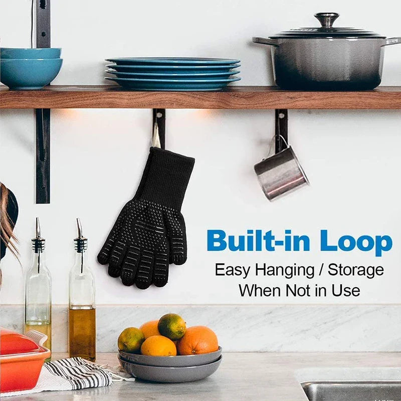 Carvallo Värmebeständig Grillhandske | Silikon & Bomull | Rutschfri & eldsäker upp till 800 °C | För Grill, Ugn & BBQ | 1 Styck