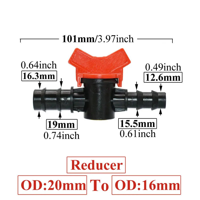 Carvallo FlowTura ConnectPro | Mini-kula ventil med slanganslutning och gänga | För trädgård, PE-slang och droppbevattning