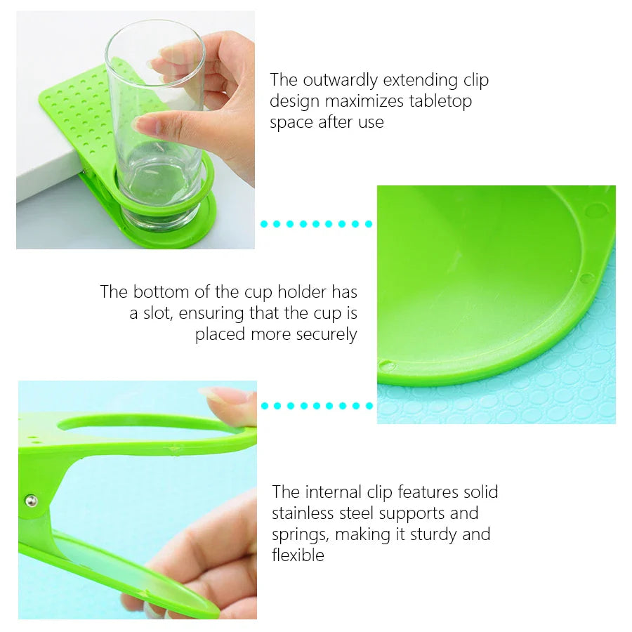 Carvallo borddryckshållare | Praktisk koppklipp för skrivbord och kontor | Platsbesparande hållare för muggar, burkar och flaskor