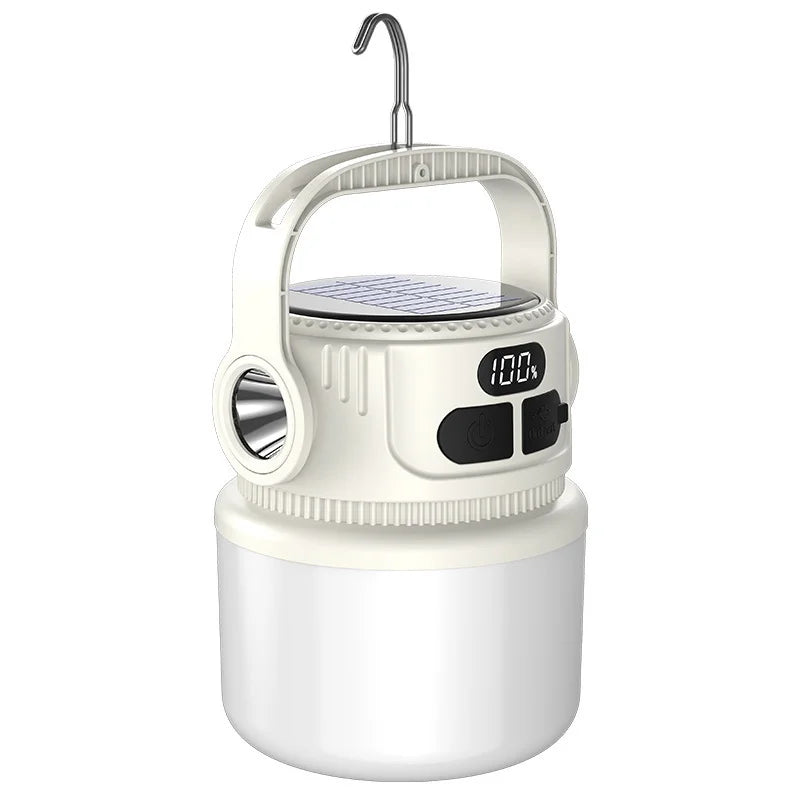 Carvallo Solar LED Campinglampa | Återuppladdningsbar & Vattentät | 6 Ljuslägen | För Utomhus, Nödsituationer & Resor