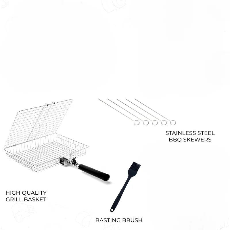 Carvallo | Bärbart grillgaller med handtag | Ideal för fisk, grönsaker & räkor | Rostfritt stål