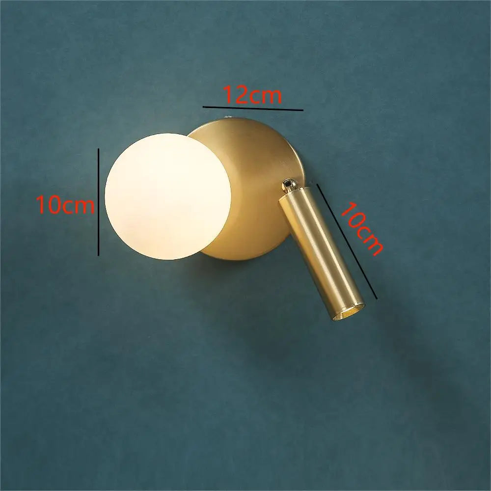 NordicLux - Modern LED Sänglampa Rotera Glas Vägglampa Sovrum och Vardagsrum Dekor